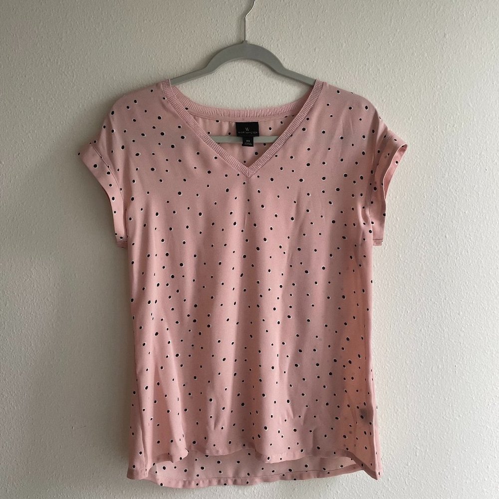 Worthington by Macy's XS Pink Polka Dot Blouse